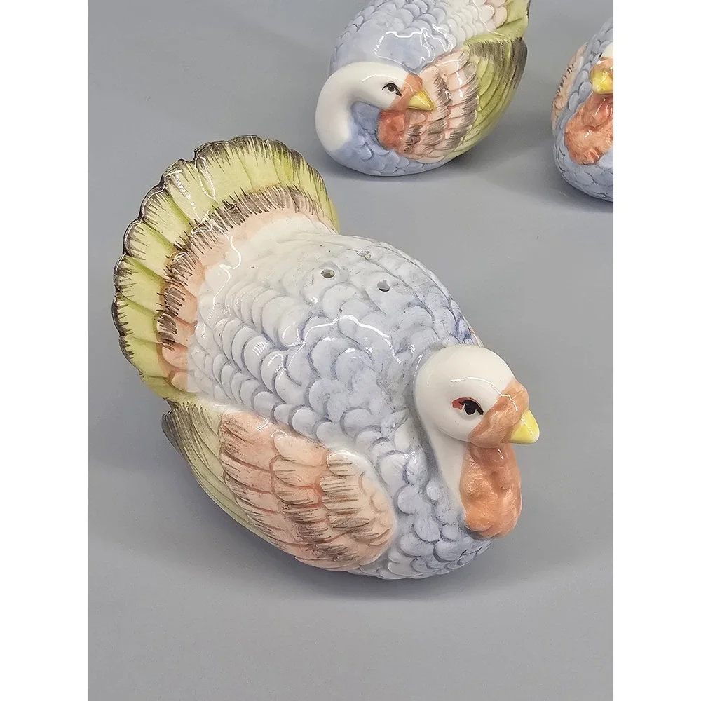 Salt Pepper Shakers FF Ceramic Turkey Thanksgiving 4pc by Fitz & Floyd